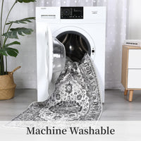 Garvee Tapis persan extra large 200 × 290 cm, gris, lavable et pliable, envers antidérapant, résistant à l’eau et aux taches, idéal salon et chambre