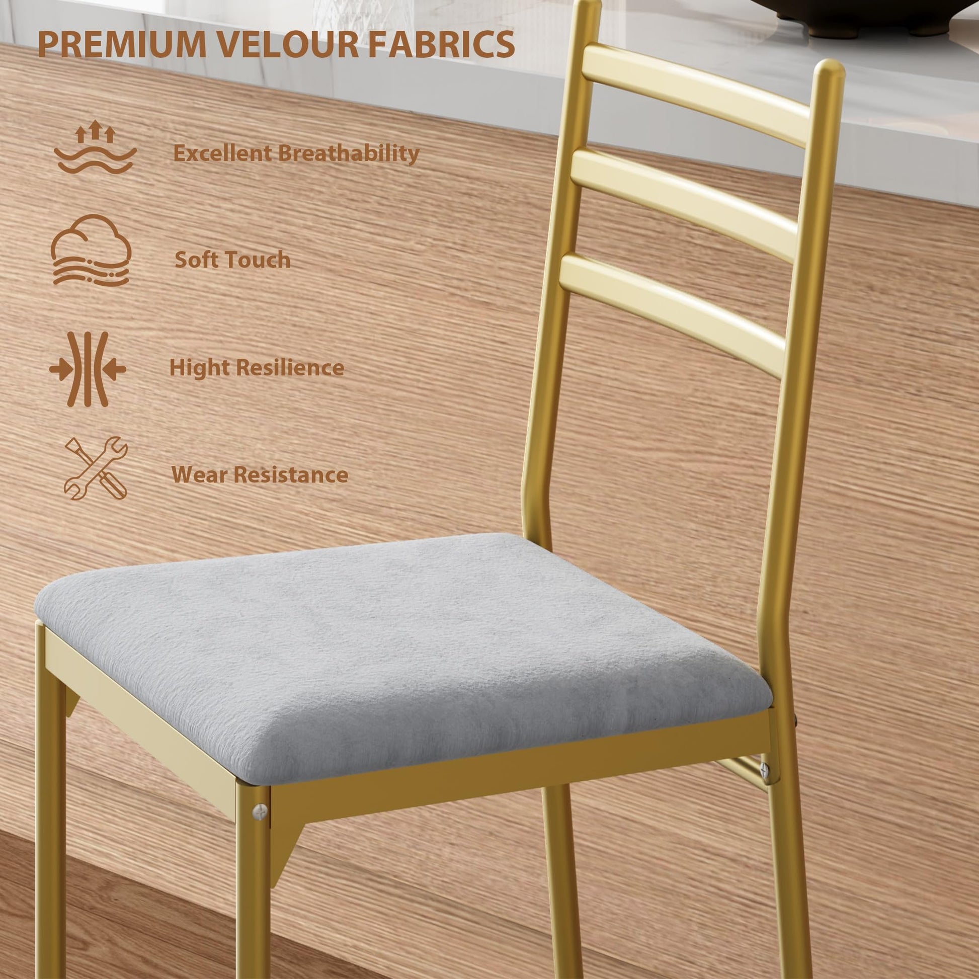 Ensemble de 2 tabourets de bar Garvee de 57 cm (22,4 po), chaises de salle à manger en métal, assise rembourrée en cuir PU de 40,6 cm (16 po), couleur or, pour restaurant et maison