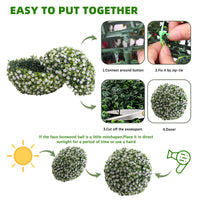 Garvee Lot de 2 Boules de Buis Artificielles 45 cm avec Fleurs, PE Résistant aux UV, pour Mariage et Balcon, Vert Rouge Blanc