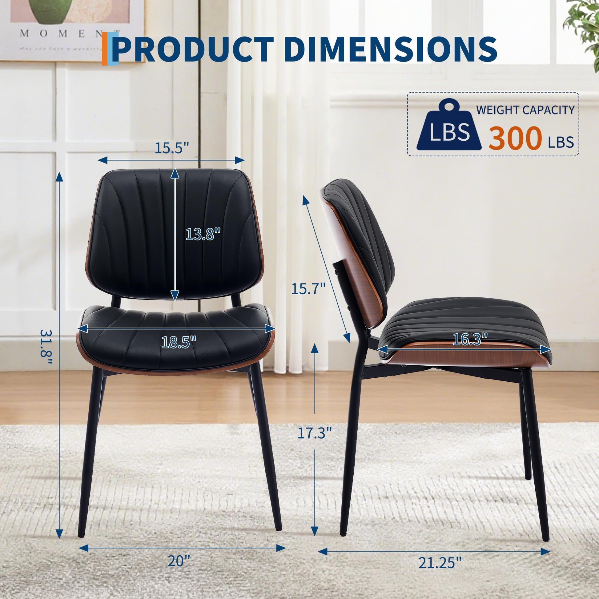 Chaises de salle à manger Garvee, lot de 2, style moderne milieu du siècle, revêtement en similicuir, confortables et ergonomiques, pieds en bois et métal, pour la cuisine et la salle à manger, marron