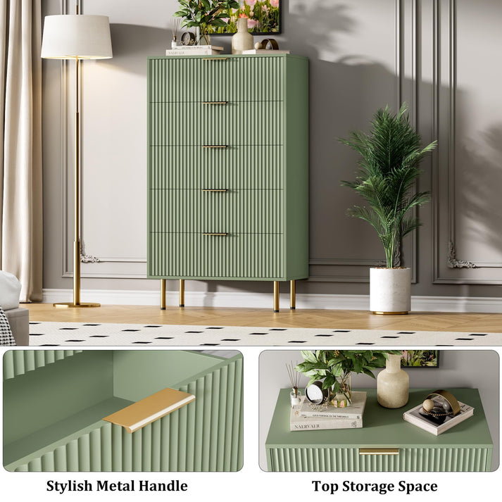 Commode à 5 tiroirs cannelée style moderne
