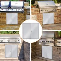 Portes de cuisine extérieure Garvee 30,5 x 21 pouces en acier inoxydable pour barbecue, fermeture magnétique double accès, pour barbecue de jardin