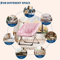 Garvee Fauteuil saucer pliable adulte en fausse fourrure, structure métallique, capacité 136 kg, idéal chambre et appartement, rose