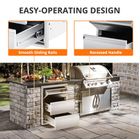 Cuisine d'extérieur Garvee en acier inoxydable – Station de grillades à 3 niveaux pour jardin et terrasse, construction robuste, idéale pour les amateurs de plein air
