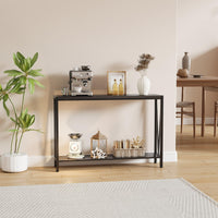 Garvee Console étroite 2 niveaux pour canapé, bois noir, compacte et robuste, 109 x 25 x 76 cm, idéale couloir, entrée et salon.