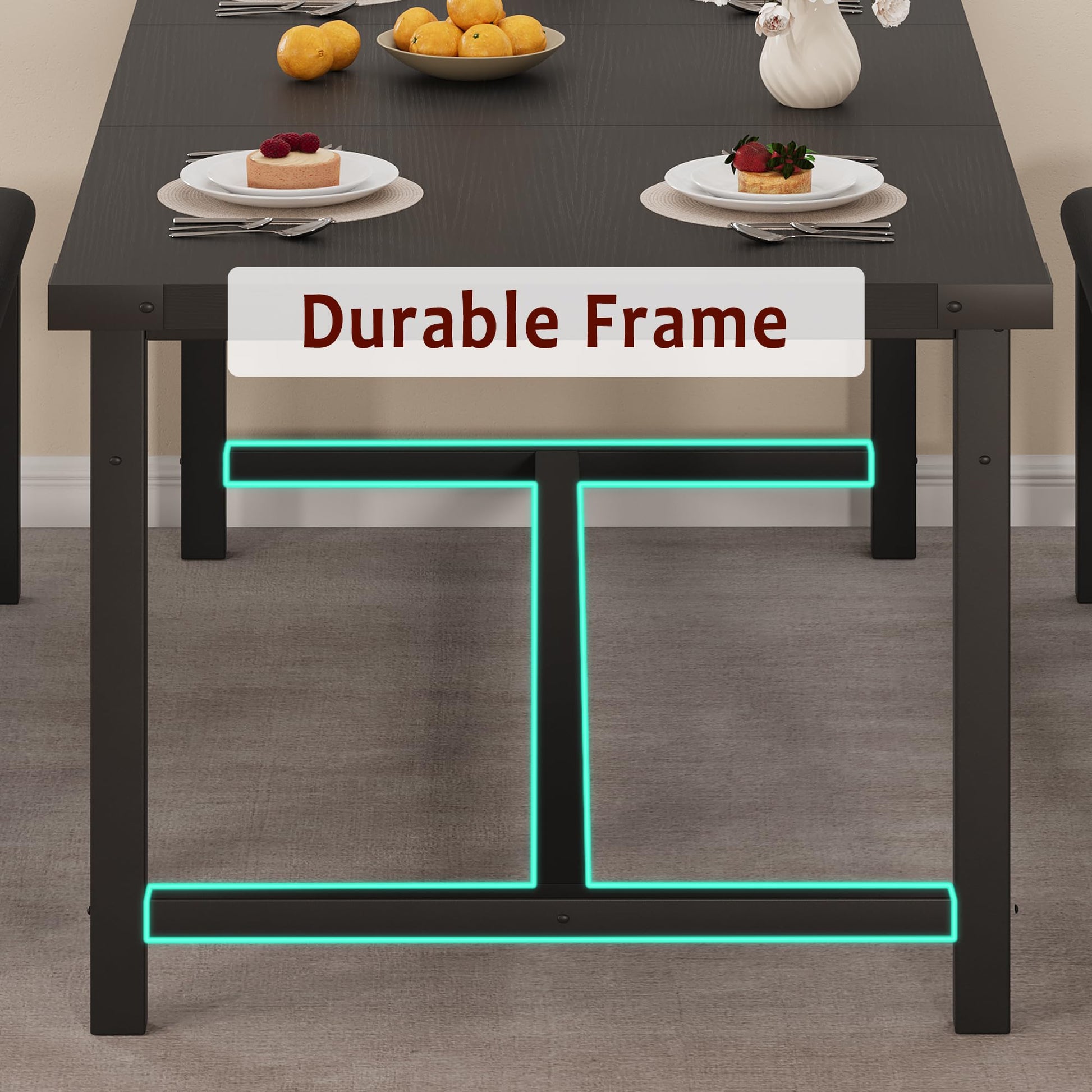 Ensemble table et chaises extensibles Garvee pour 4 à 6 personnes, 160 cm, bois, noir rétro, gain de place, stable, facile à assembler