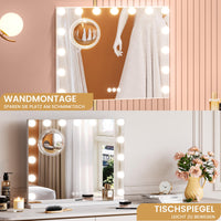 Miroir de maquillage GARVEE Hollywood 58 x 46 cm avec 15 LED tactiles, blanc