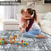 Tapis Garvee Flocons de Neige Médaillon Petite Collection 80x150cm Gris Salon Chambre