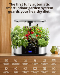 Système de culture hydroponique GARVEE, jardin intelligent WiFi avec 12 modules, lampe LED 30 W, idéal pour les herbes aromatiques en intérieur, hauteur réglable de 76 cm.