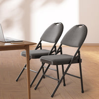 Ensemble de 2 chaises pliantes Garvee avec revêtement en cuir PU rembourré, structure en métal, ergonomiques, pliables, pieds antidérapants, grises, pour le bureau et l'extérieur