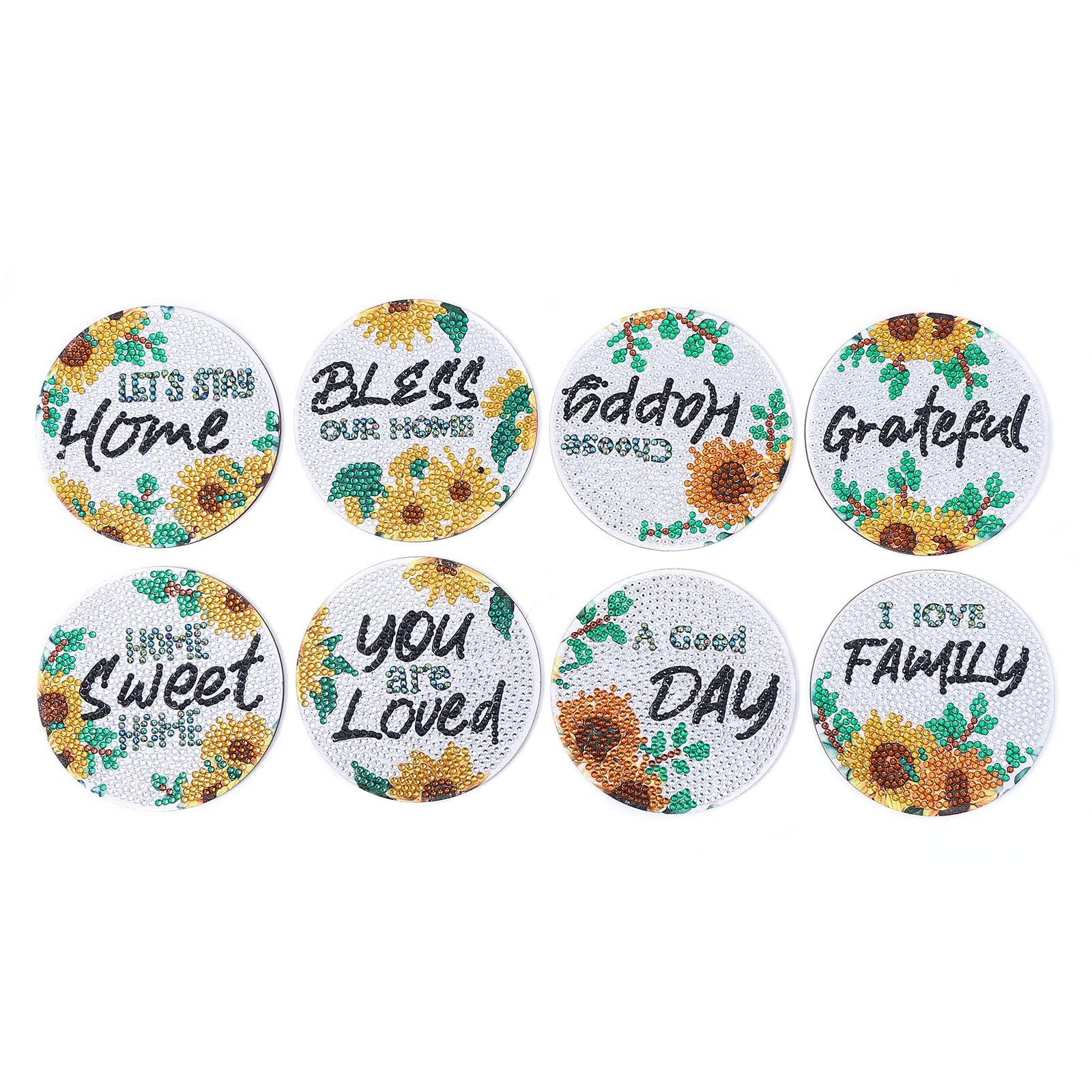 Kit de peinture diamant Garvee 8 pièces à faire soi-même, motif tournesol, bois, avec support et colle, décoration pour la maison et la cuisine, coloré