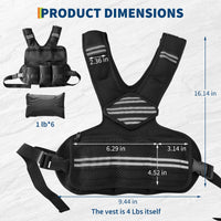 Gilet lesté ajustable Garvee 4-10 lbs en néoprène respirant avec bandes réfléchissantes, poches, idéal pour le fitness, l'entraînement et le jogging (noir).