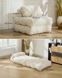 Canapé-lit pliant 3 en 1 Garvee avec coussins, matelas pliable, soutien lombaire et fauteuil portable confortable, en velours côtelé beige, pour salon et chambre.