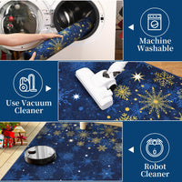 Tapis de salon Garvee, tapis de Noël bleu 120 x 170 cm, lavable, pour chambre, cuisine, salle à manger ou bureau