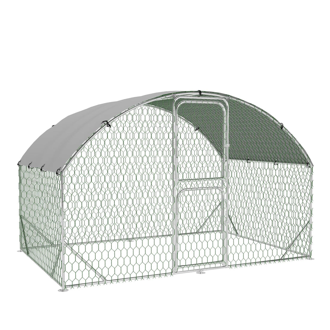 Garvee Poulailler grand format de 2 m (198 cm) en métal imperméable avec protection UV, double porte, structure triangulaire renforcée pour poules