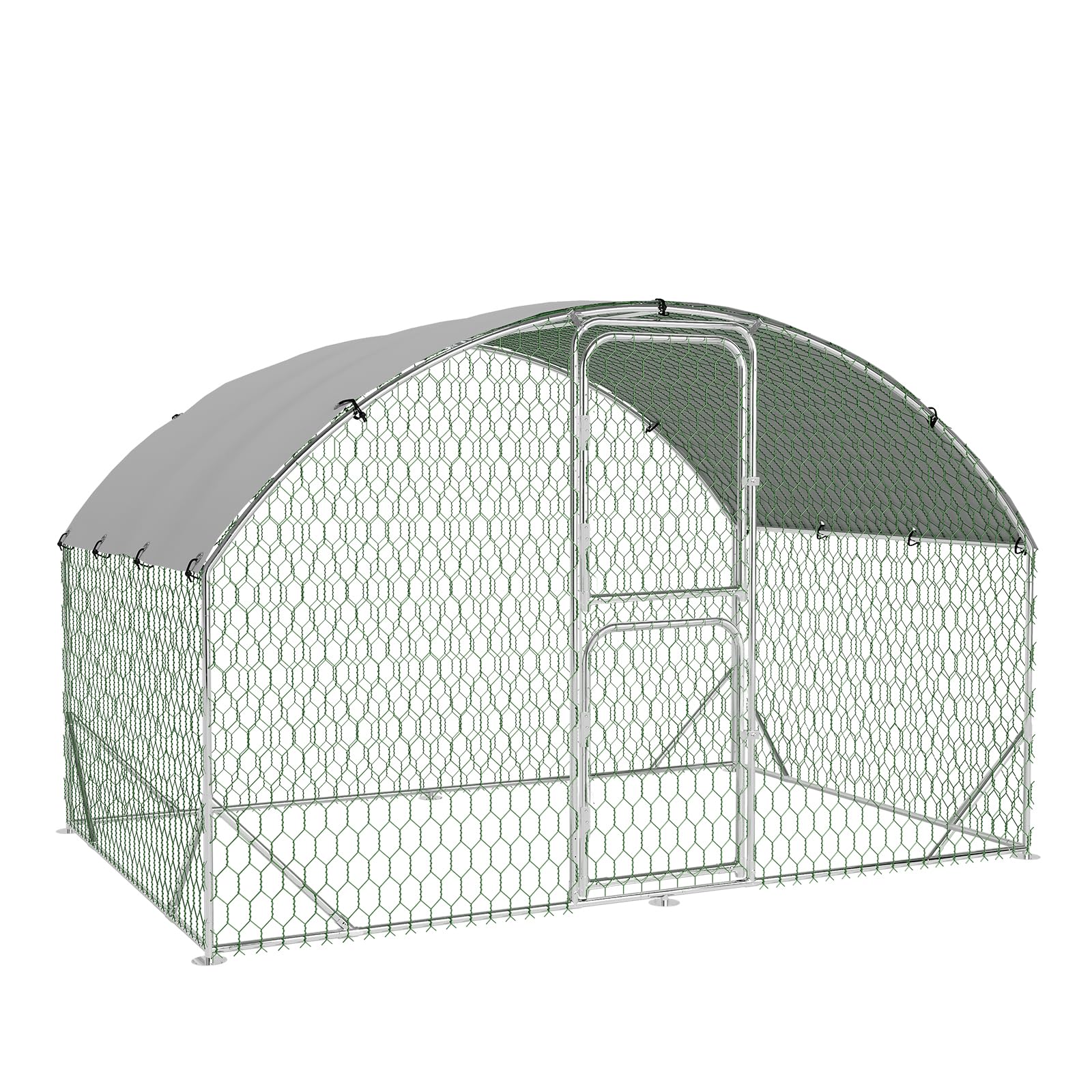 Poulailler Garvee grand format de 2 m (6,5 pi) en métal imperméable avec protection UV, double porte, structure triangulaire renforcée pour poules et canards, jardin