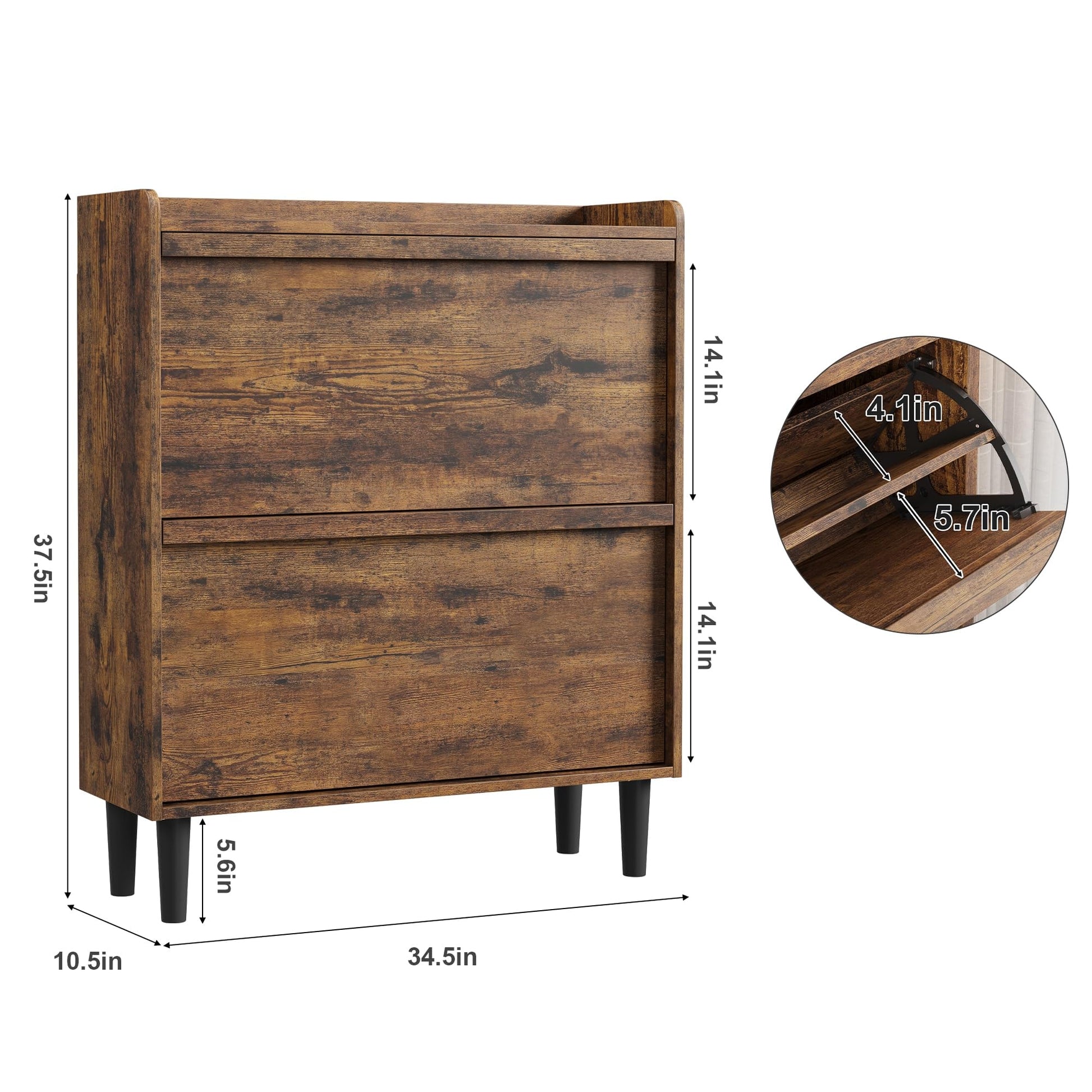 Meuble à chaussures Garvee avec 2 tiroirs abattants, étagère réglable, en MDF, pour entrée et salon, 87,6 x 26,7 x 95,2 cm, blanc, gain de place, robuste