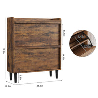 Meuble à chaussures Garvee avec 2 tiroirs abattants, étagère réglable, en MDF, pour entrée et salon, 87,6 x 26,7 x 95,2 cm, blanc, gain de place, robuste