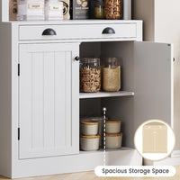 Garvee bibliothèque de 180 cm de haut avec tiroir, 5 niveaux, étagères réglables, bois, portes à persiennes, blanche, pour salon et bureau, robuste et polyvalente