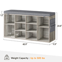 Banc à chaussures Garvee avec revêtement, réglable sur 3 niveaux, 10 compartiments, en bois aggloméré, 104 cm (41 pouces), pour couloir et chambre.