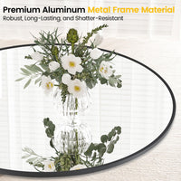 Miroir mural rond Garvee 24 pouces, cadre en métal noir, style moderne pour salon, salle de bain ou couloir