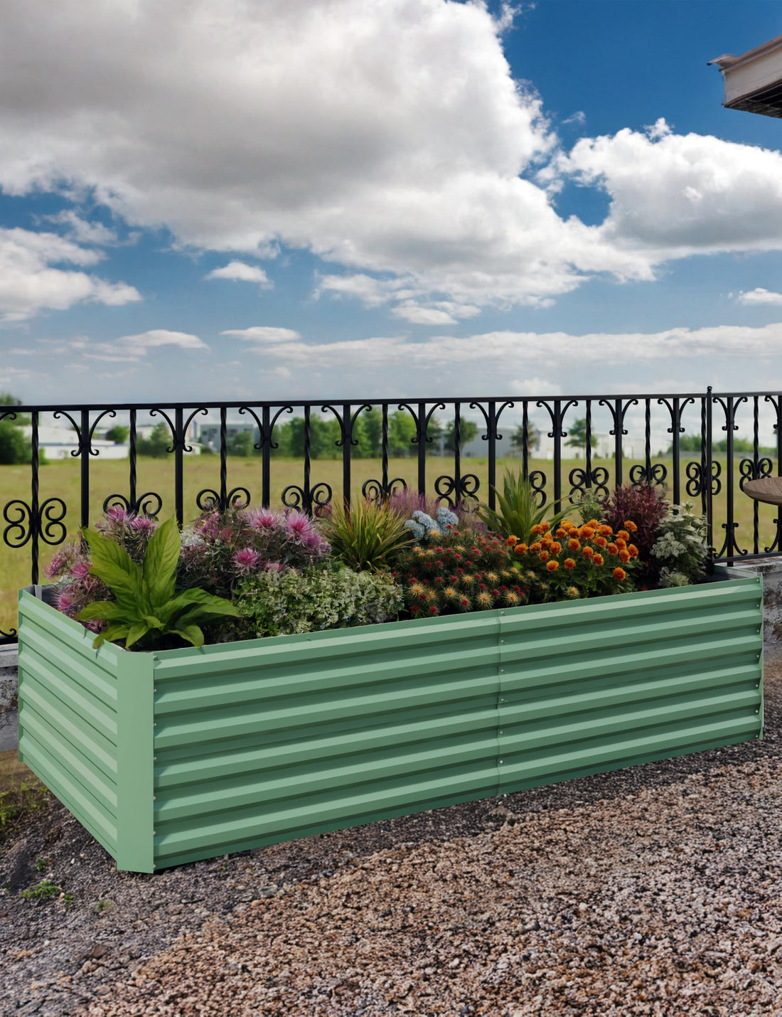 Potager surélevé galvanisé Garvee 180 x 90 x 60 cm avec renforts en X pour jardin extérieur, hauteur 60 cm, acier 0,6 mm, fond ouvert