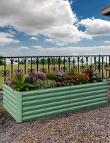 Potager surélevé galvanisé Garvee 180 x 90 x 60 cm avec renforts en X pour jardin extérieur, hauteur 60 cm, acier 0,6 mm, fond ouvert