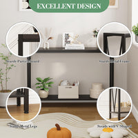 Garvee Console étroite 2 niveaux pour canapé, bois noir, compacte et robuste, 109 x 25 x 76 cm, idéale couloir, entrée et salon.