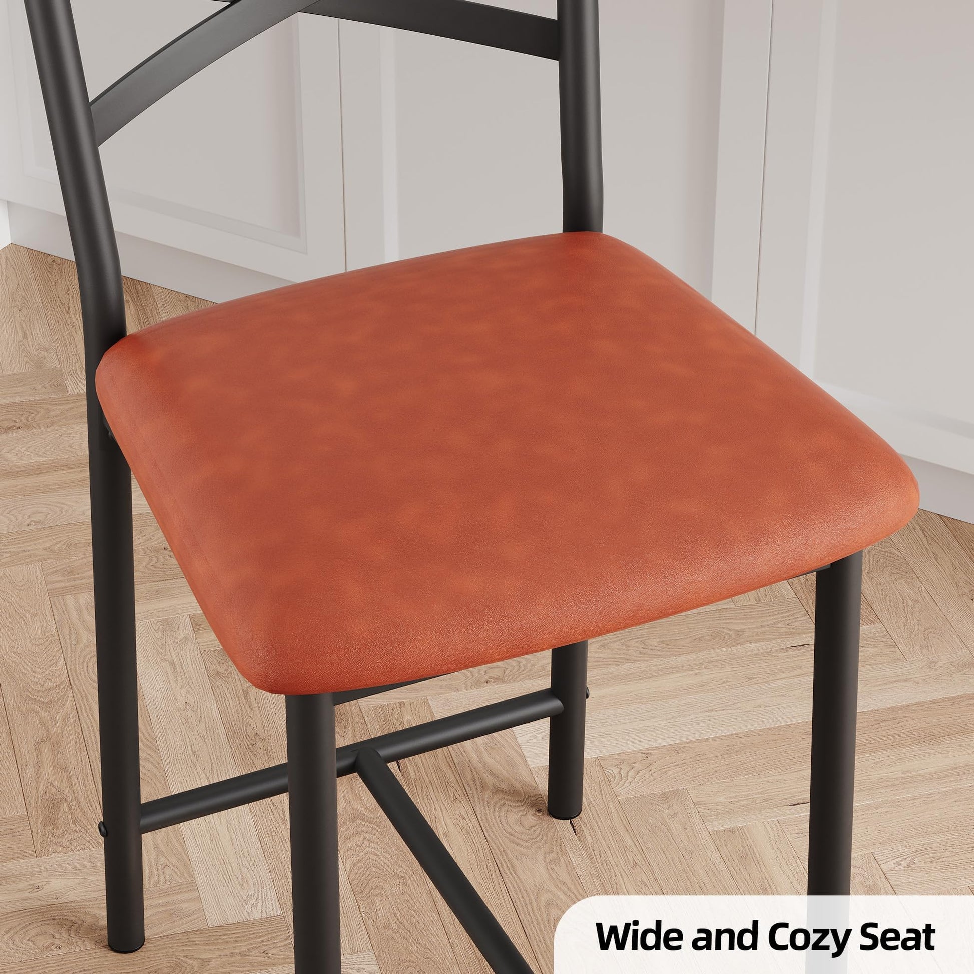 Ensemble de 2 tabourets de bar Garvee, 66 cm, rembourrés de façon ergonomique, revêtement en similicuir et structure en métal, marron pour îlot de cuisine