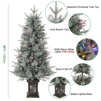 Sapin de Noël Garvee 125 cm – Avec lumières et décorations, socle flocon de neige pour une ambiance hivernale magique