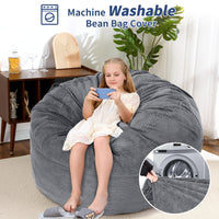 Pouf géant Garvee pour adultes, convertible en lit pouf 2 en 1, housse en velours côtelé lavable, gris clair, pour salon et chambre.