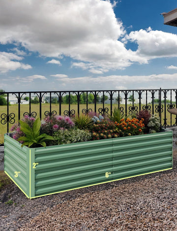 Garvee Carré potager surélevé en acier galvanisé 0,5 mm, bac de jardin résistant 240 × 120 × 60 cm pour cultures extérieures, vert