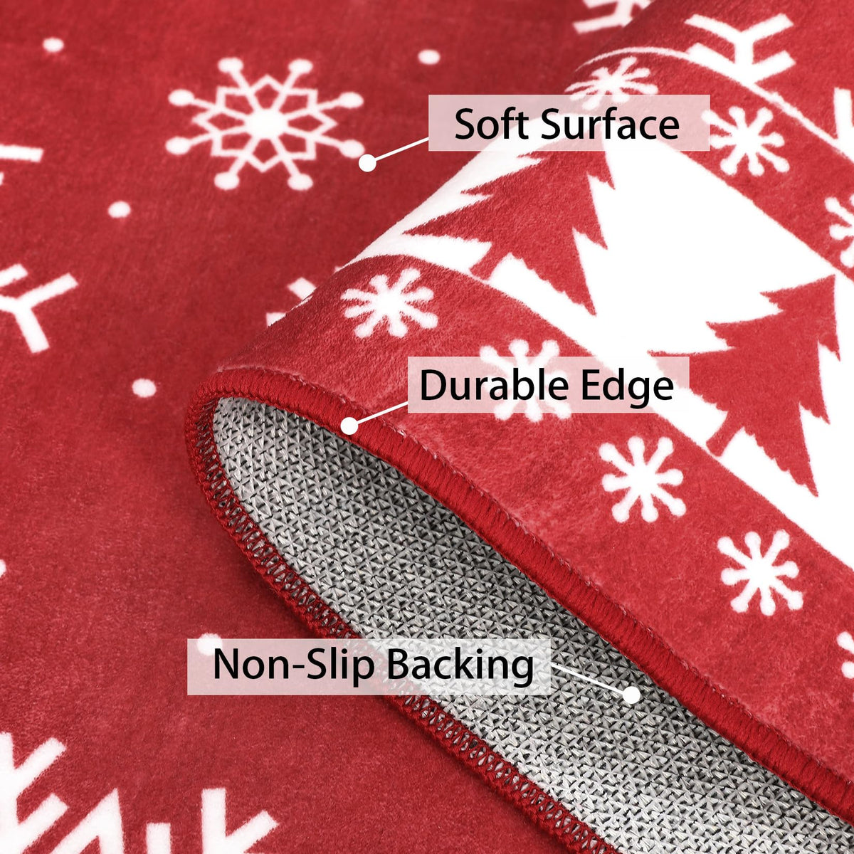 Tapis de Noël rond Garvee, antidérapant, rouge à flocons de neige, pour entrée, 120 cm
