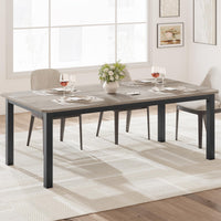 Table de salle à manger Garvee de 200 cm de long pour 6 à 8 personnes, style industriel, design biseauté, MDF et métal, largeur 10 cm, marron