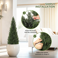 Garvee Lot de 2 arbres artificiels cèdre topiaire 91 cm, faux cyprès en pot, plantes persistantes décoratives pour intérieur, porche, terrasse et jardin