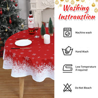 Garvee Nappe ronde Décoration de Noël Flocon de neige Imperméable Anti-taches Rouge 152 cm Salle à manger