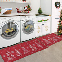 Ensemble de tapis de cuisine Garvee pour Noël, antidérapant, 2 pièces, 40 x 60 cm + 40 x 120 cm, Joyeux Noël, rouge et vert