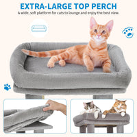 Garvee Arbre à Chat 155 cm Multi-Niveaux pour Grands Chats, Tour Résistante avec Grande Plateforme, Gris Clair