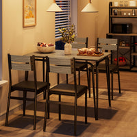Garvee table de salle à manger pour 2 personnes avec chaises rembourrées, en MDF, structure en métal, gain de place, idéale pour les petits appartements, carrée, grise