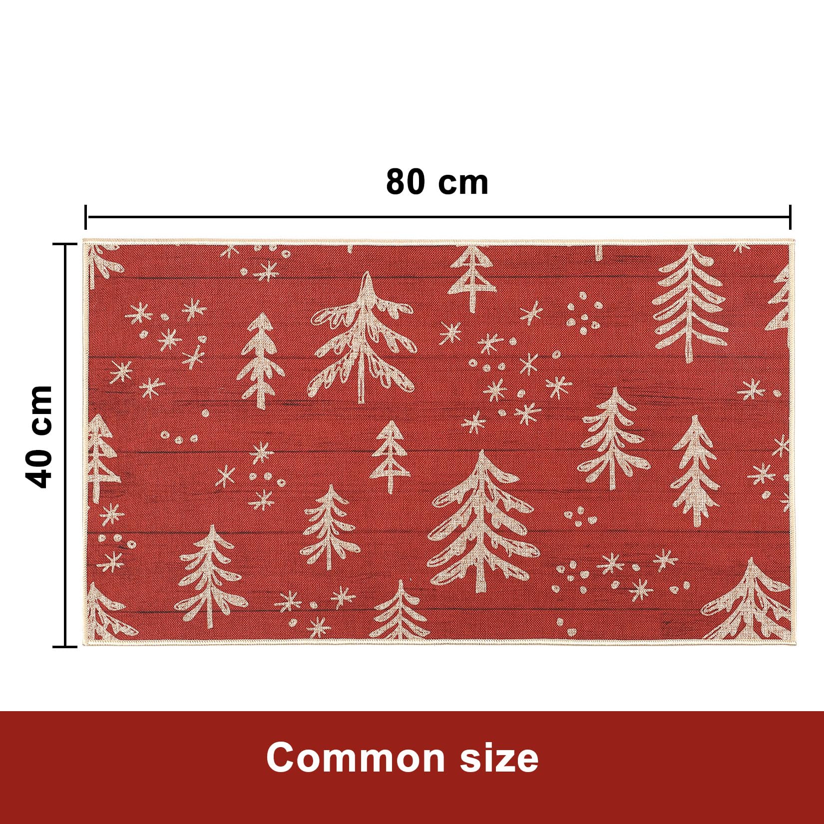 Tapis de porte de Noël lavable Garvee, antidérapant, en caoutchouc, motif sapin de Noël, rouge, 40 x 80 cm, pour l'entrée et l'extérieur.