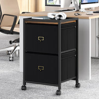Garvee Caisson de classement mobile 2 tiroirs en tissu, cadre métal, plateau MDF, imperméable et anticorrosion, roulettes, idéal bureau maison.