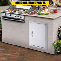 Porte d'accès pour barbecue Garvee 17 x 24 pouces, acier inoxydable 304, résistante aux intempéries, porte simple avec poignée encastrée et fermeture magnétique, station de grillade pour cuisine extérieure