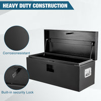 Coffre à outils Garvee en acier noir pour camion, acier de calibre 12, couvercle pneumatique, résistant aux intempéries, rangement pour remorques et véhicules récréatifs, 24 po x 15 po x 15 po