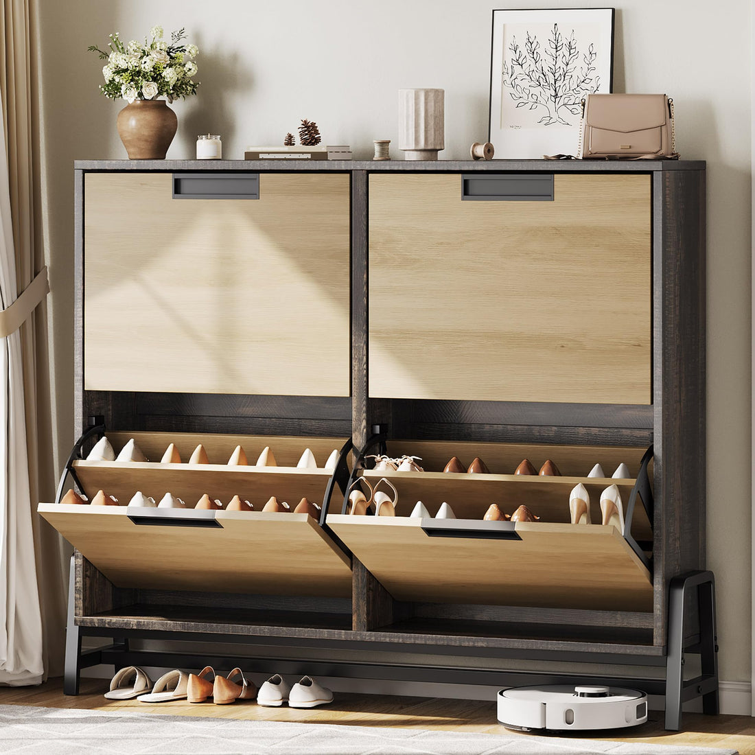 Ensemble de 2 chaises de salle à manger modernes Garvee, revêtement en lin, dossier incurvé, pieds en bois, beige, pour la cuisine et le salon