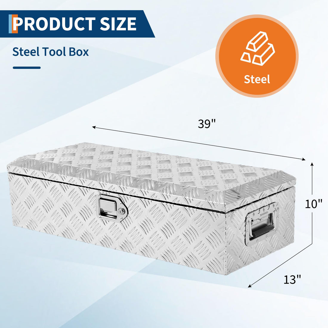 Garvee Coffre à outils de 99 cm (99,1 cm) pour plateau de camion, en tôle d'aluminium à damier, étanche, verrouillable, pour camions, remorques