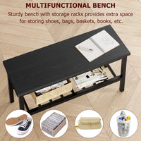 Ensemble table et chaises Garvee pour 4 personnes avec banc et chaises, gain de place, rangement intégré, MDF et acier, robuste, noir, idéal pour les petits appartements