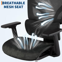 Garvee chaise de bureau ergonomique en maille respirante, accoudoirs 3D, repose-pieds, inclinaison 135°, Noir