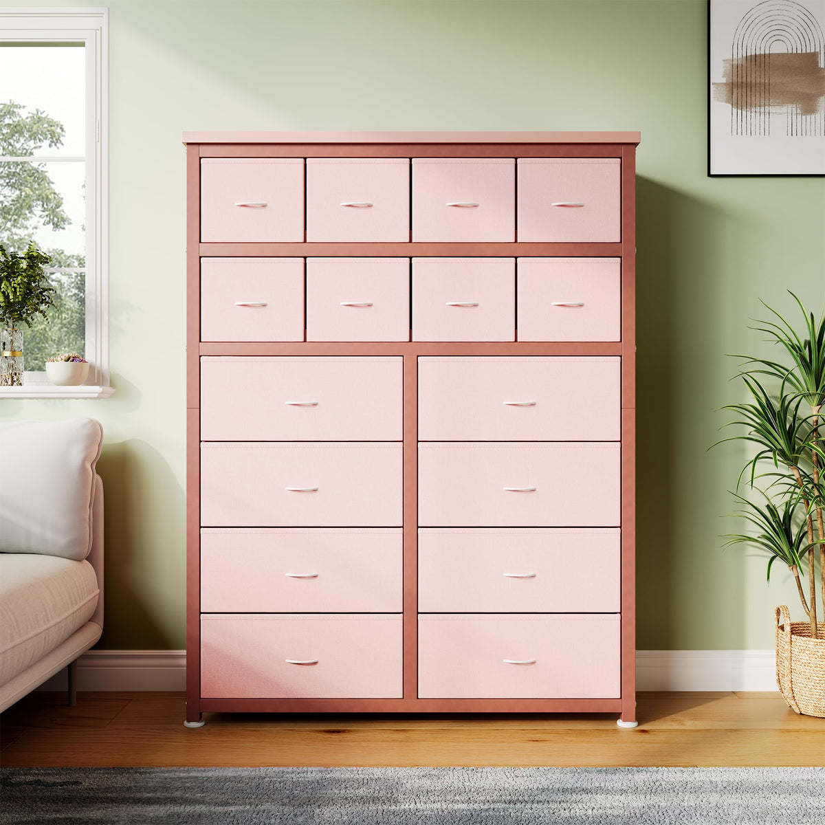 Garvee commode à 16 tiroirs en tissu, idéale pour la chambre, la cuisine, le bureau, l'entrée, le salon, le couloir ou la chambre d'enfant