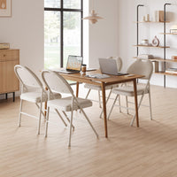 Ensemble de 4 chaises pliantes Garvee avec coussins, revêtements en lin, structure métallique robuste, beige, pliables et ergonomiques, idéales pour le bureau et les événements. Parfaites pour le bureau et les événements.