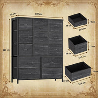 Garvee commode à 15 tiroirs en tissu avec poignées, idéale pour la chambre, le salon ou l'entrée. structure métallique robuste et polyvalente. couleur : gris